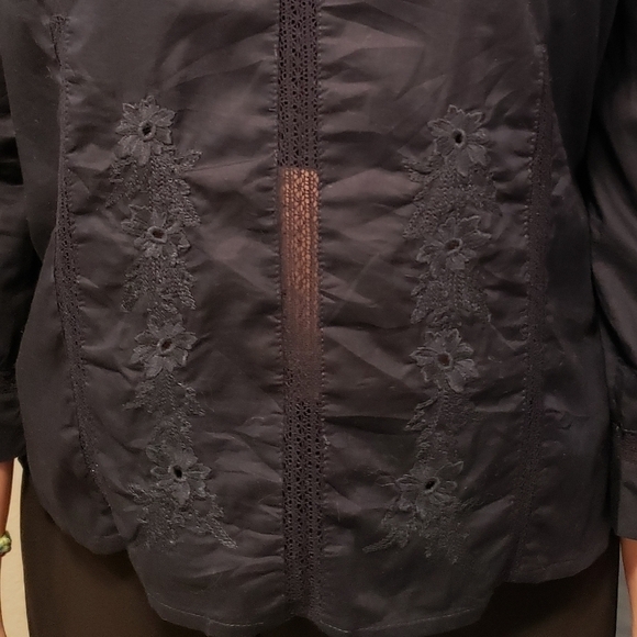 J. Crew Embroidered Top, Color Navy, Size 0P - Picture 5 of 16